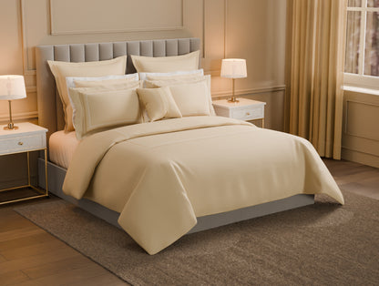 Luxury Aurora 100% Cotton Double Duvet Cover, 800 TC, Embroidered, Beige