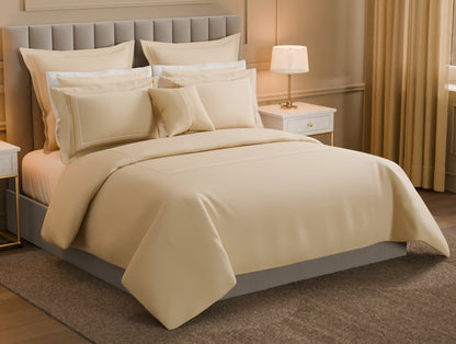 Luxury Aurora 100% Cotton Double Duvet Cover, 800 TC, Embroidered, Beige