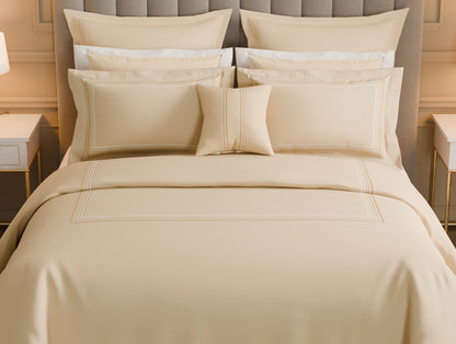 Luxury Aurora 100% Cotton Double Duvet Cover, 800 TC, Embroidered, Beige
