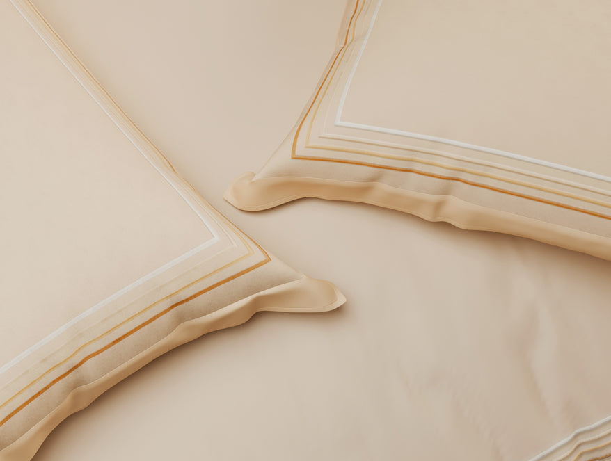 Luxury Aurora 100% Cotton Double Duvet Cover, 800 TC, Embroidered, Beige