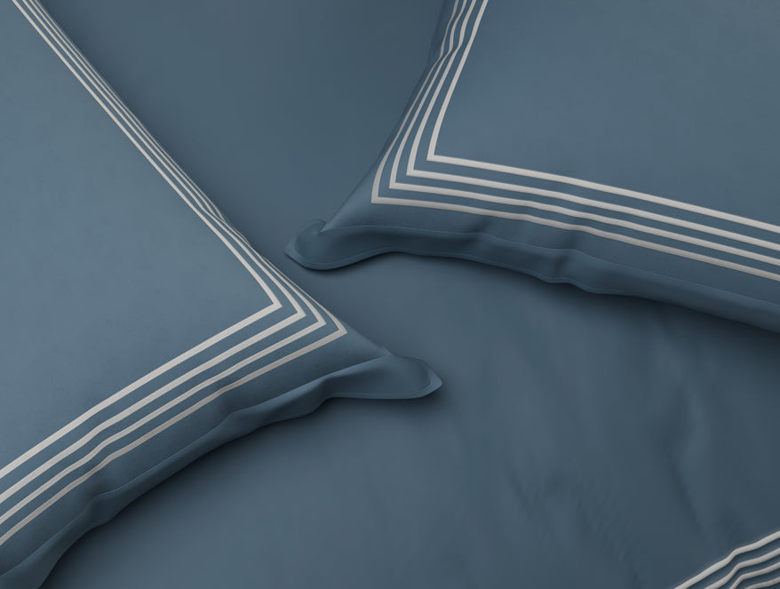 Luxury Aurora 100% Cotton Double Duvet Cover, 800 TC, Embroidered, Dark Blue