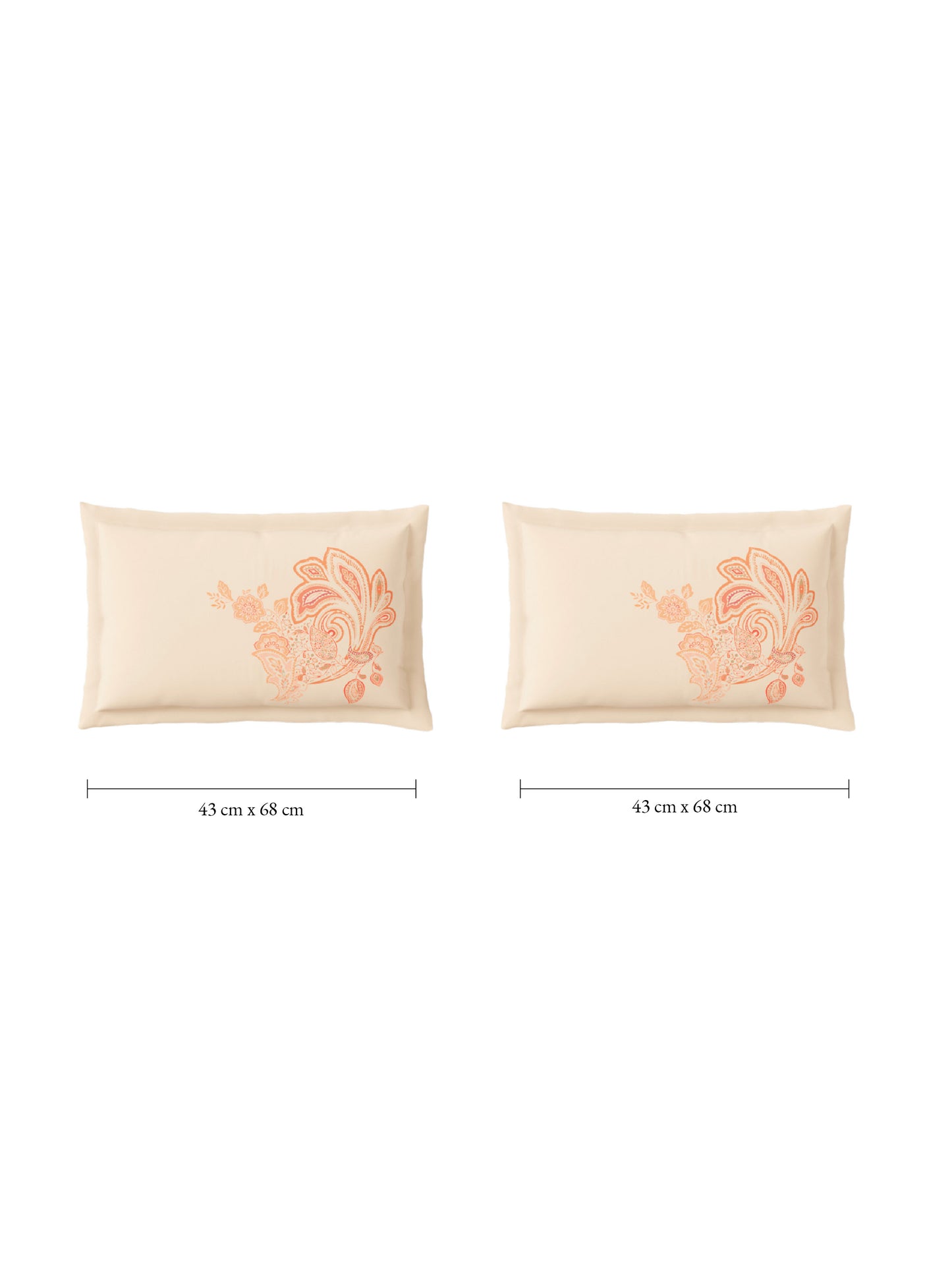 Zera Hygro Cotton 233 TC Percale Weave Ornate Print Large Bedsheet with 2 Pillow Covers, Light Orange