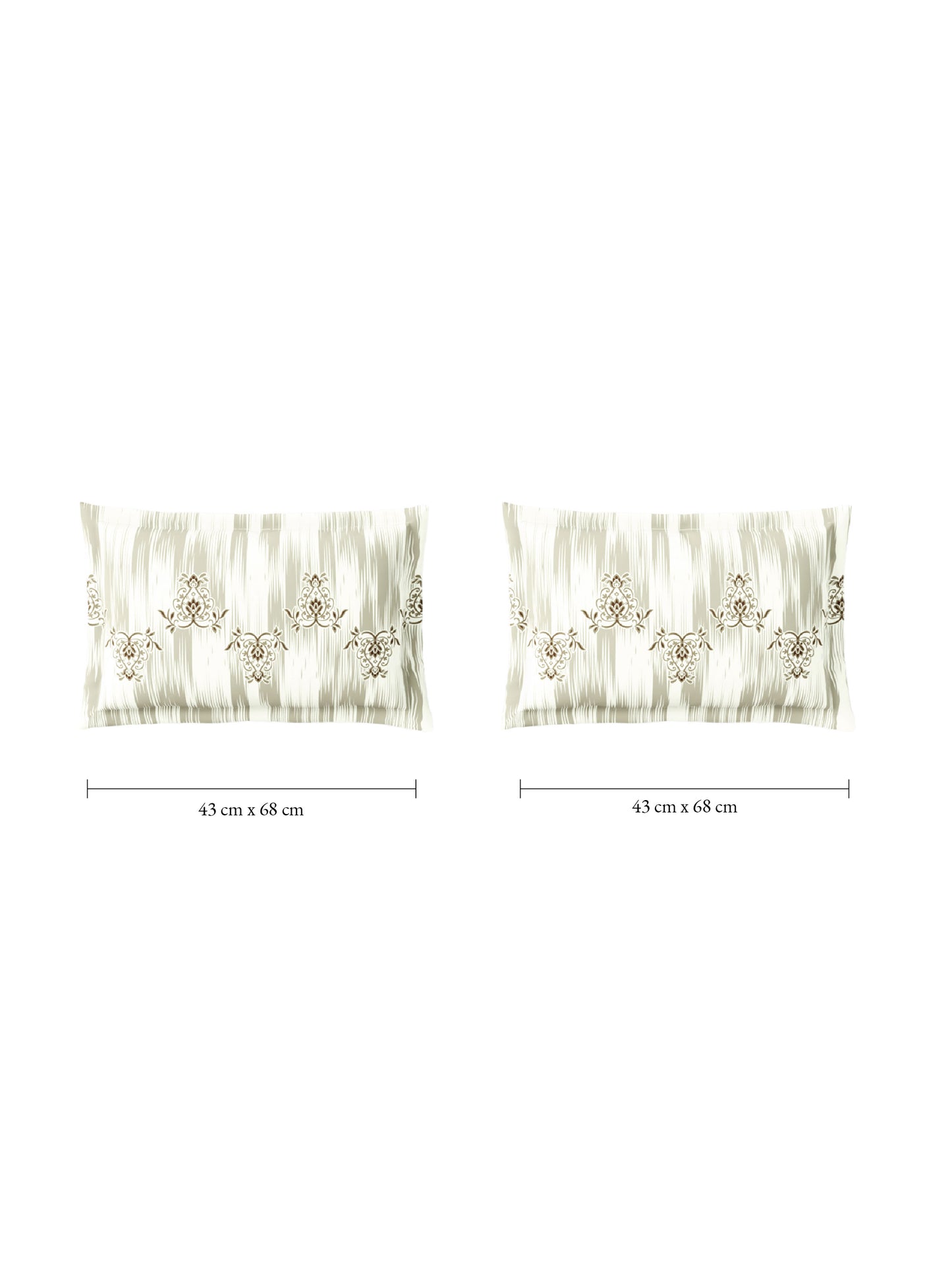 Zera Hygro Cotton 233 TC Percale Weave Ornate Print Large Bedsheet with 2 Pillow Covers, Beige