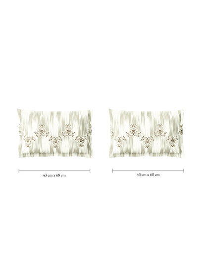 Zera Hygro Cotton 233 TC Percale Weave Ornate Print Large Bedsheet with 2 Pillow Covers, Beige