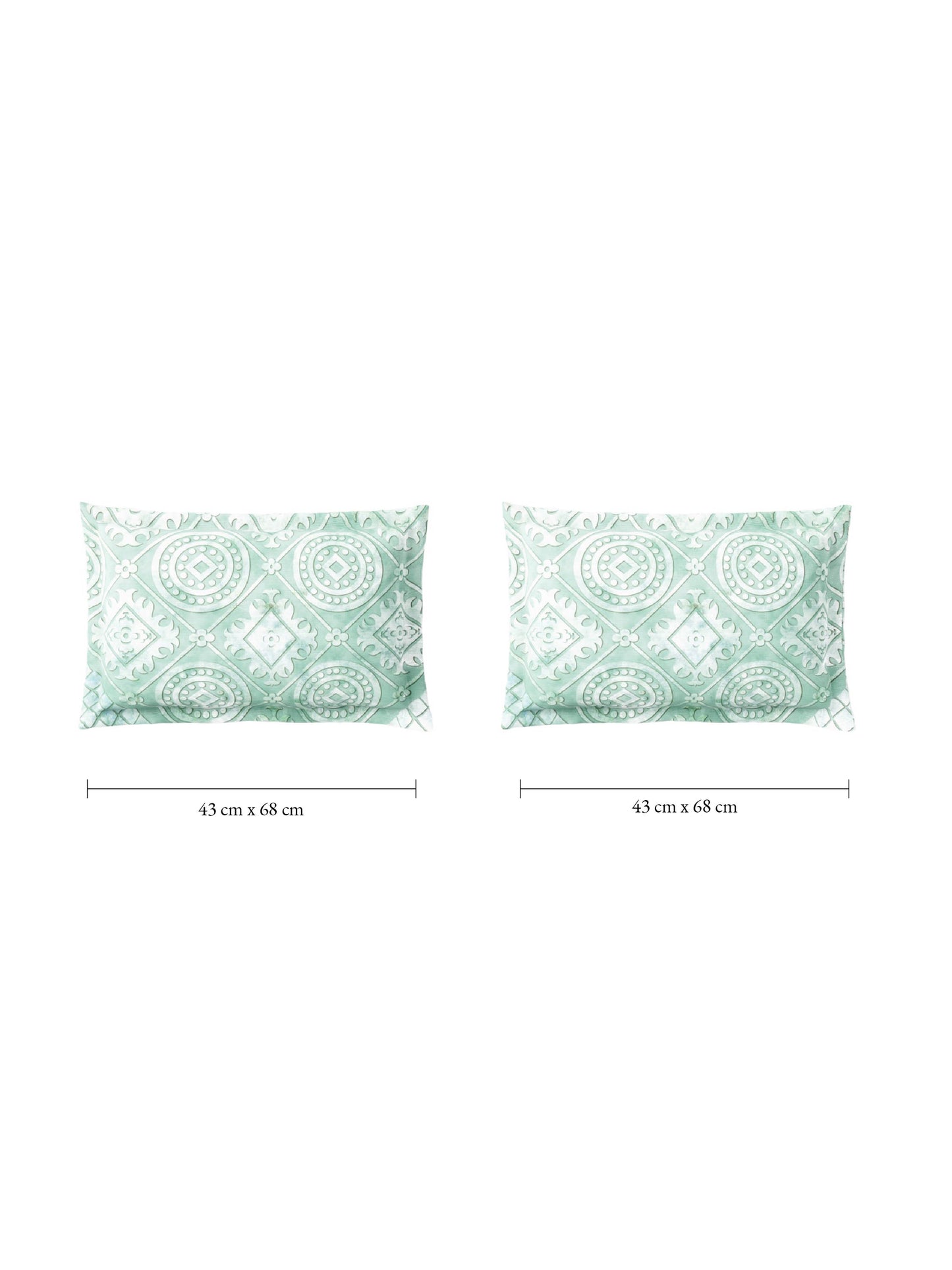 Zera Hygro Cotton 233 TC Percale Weave Ornate Print Large Bedsheet with 2 Pillow Covers, Light Teal