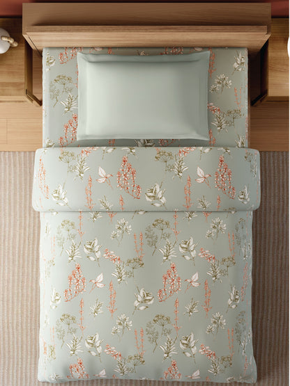 Zera Hygro Cotton 233 TC Percale Floral Single Quilt, Light Grey