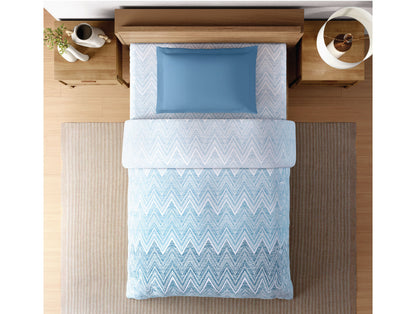 Zera Hygro Cotton 233 TC Percale Geometric Single Quilt, Light Blue