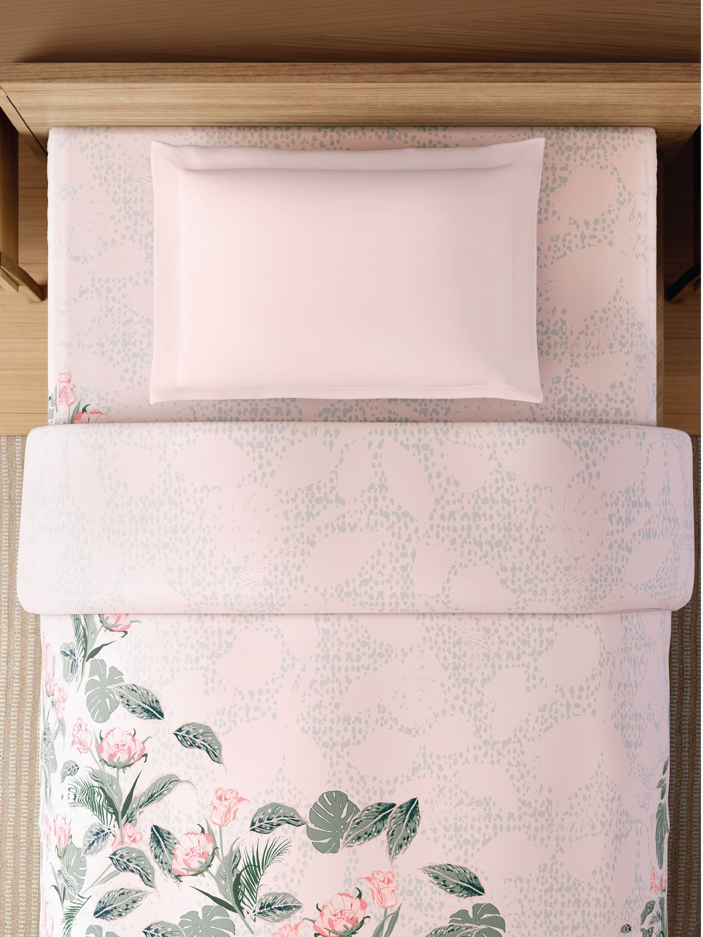 Zera Hygro Cotton 233 TC Percale Floral Single Quilt, Blush
