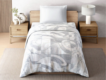 Zera Hygro Cotton 233 TC Percale Geometric Single Quilt, Light Grey