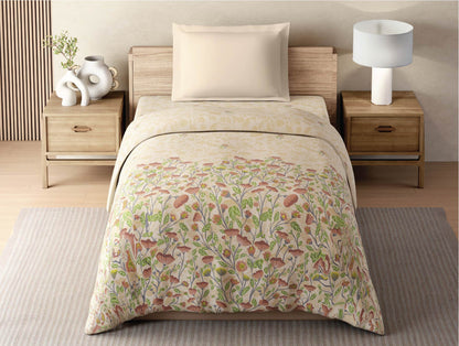 Zera Hygro Cotton 233 TC Percale Floral Single Quilt, Light Beige