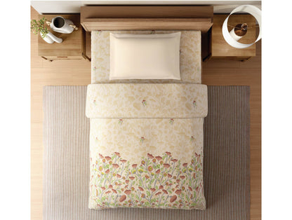 Zera Hygro Cotton 233 TC Percale Floral Single Quilt, Light Beige