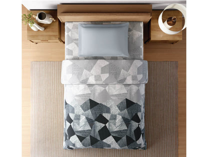 Zera Hygro Cotton 233 TC Percale Geometric Single Quilt, Grey