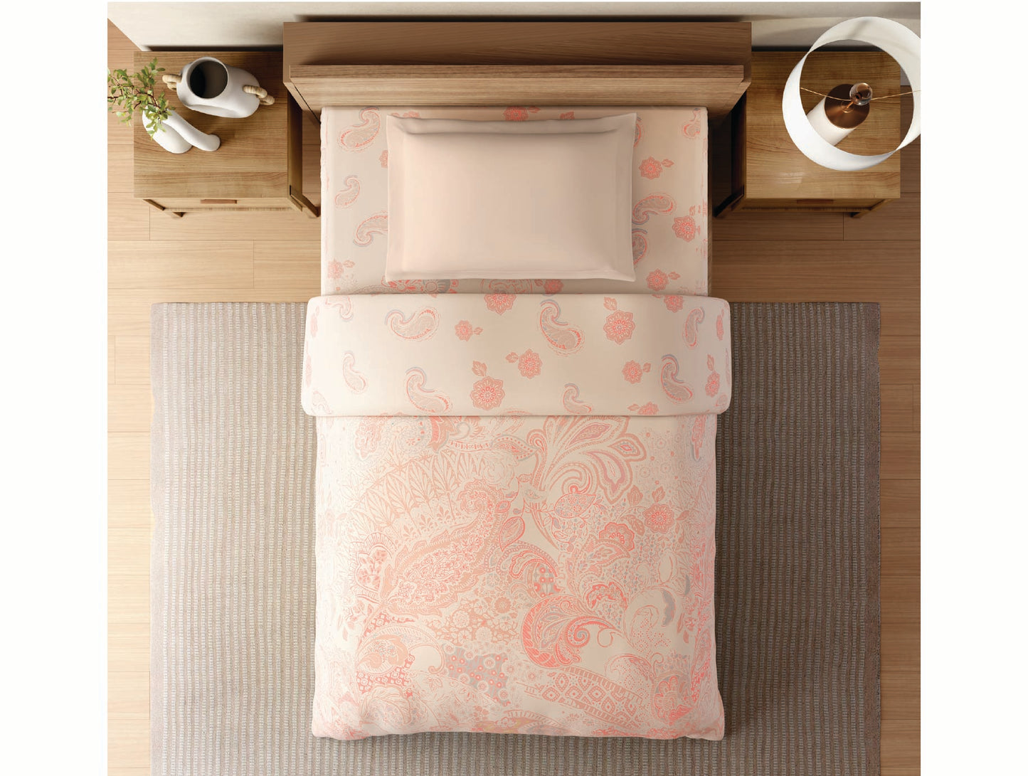 Zera Hygro Cotton 233 TC Percale Ornate Single Quilt, Light Orange