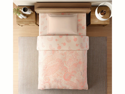 Zera Hygro Cotton 233 TC Percale Ornate Single Quilt, Light Orange