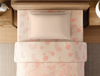 Zera Hygro Cotton 233 TC Percale Ornate Single Quilt, Light Orange