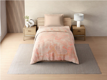 Zera Hygro Cotton 233 TC Percale Ornate Single Quilt, Light Orange