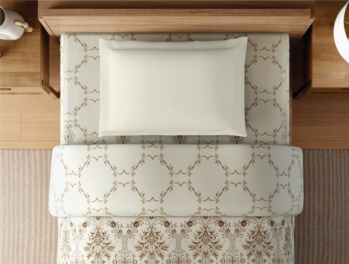 Zera Hygro Cotton 233 TC Percale Ornate Single Quilt, Beige