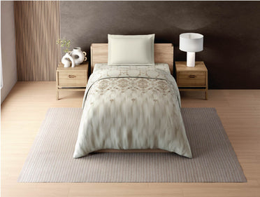 Zera Hygro Cotton 233 TC Percale Ornate Single Quilt, Beige