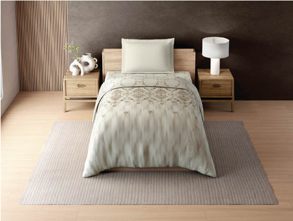 Zera Hygro Cotton 233 TC Percale Ornate Single Quilt, Beige