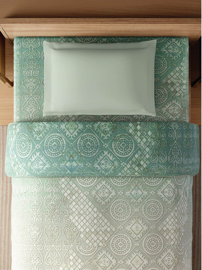 Zera Hygro Cotton 233 TC Percale Ornate Single Quilt, Light Teal