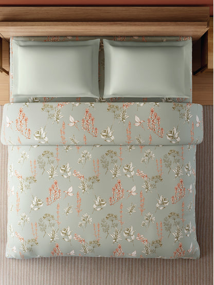 Zera Hygro Cotton 233 TC Percale Floral Print Double Quilt, Light Grey