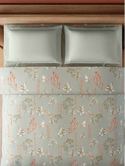 Zera Hygro Cotton 233 TC Percale Floral Print Double Quilt, Light Grey