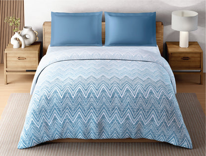 Zera Hygro Cotton 233 TC Percale Geometric Design Double Quilt, Light Blue