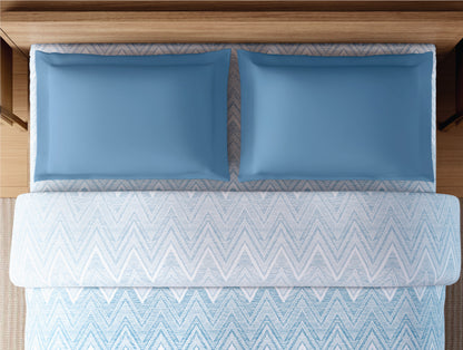 Zera Hygro Cotton 233 TC Percale Geometric Design Double Quilt, Light Blue