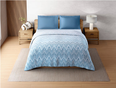 Zera Hygro Cotton 233 TC Percale Geometric Design Double Quilt, Light Blue