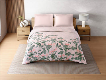 Zera Hygro Cotton 233 TC Percale Geometric Design Double Quilt, Light Grey