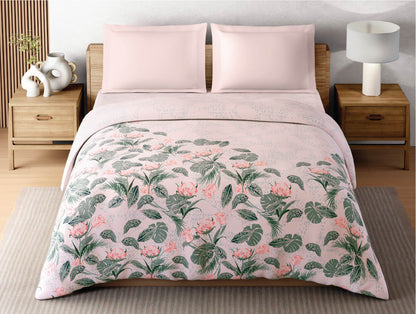 Zera Hygro Cotton 233 TC Percale Geometric Design Double Quilt, Light Grey