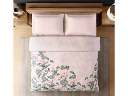 Zera Hygro Cotton 233 TC Percale Geometric Design Double Quilt, Light Grey