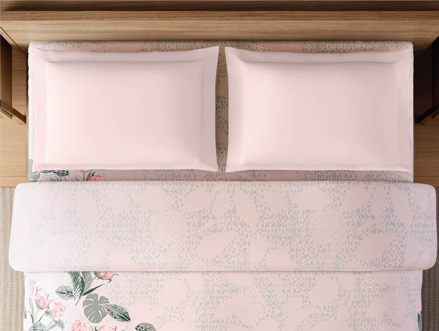 Zera Hygro Cotton 233 TC Percale Geometric Design Double Quilt, Light Grey