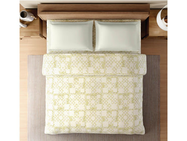 Zera Hygro Cotton 233 TC Percale Geometric Design Double Quilt, Lemonade