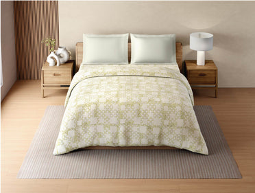 Zera Hygro Cotton 233 TC Percale Geometric Design Double Quilt, Lemonade