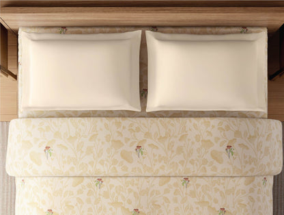 Zera Hygro Cotton 233 TC Percale Floral Print Double Quilt, Light Beige