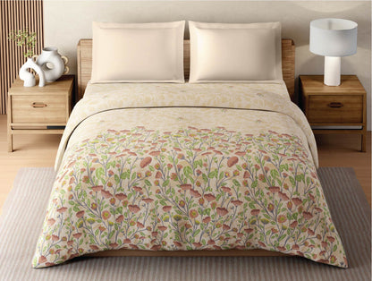 Zera Hygro Cotton 233 TC Percale Floral Print Double Quilt, Light Beige