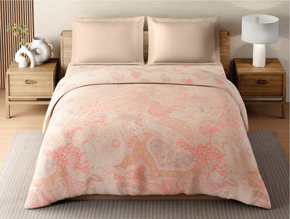 Zera Hygro Cotton 233 TC Percale Ornate Print Double Quilt, Light Orange