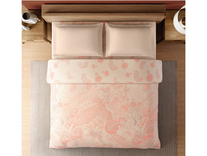 Zera Hygro Cotton 233 TC Percale Ornate Print Double Quilt, Light Orange