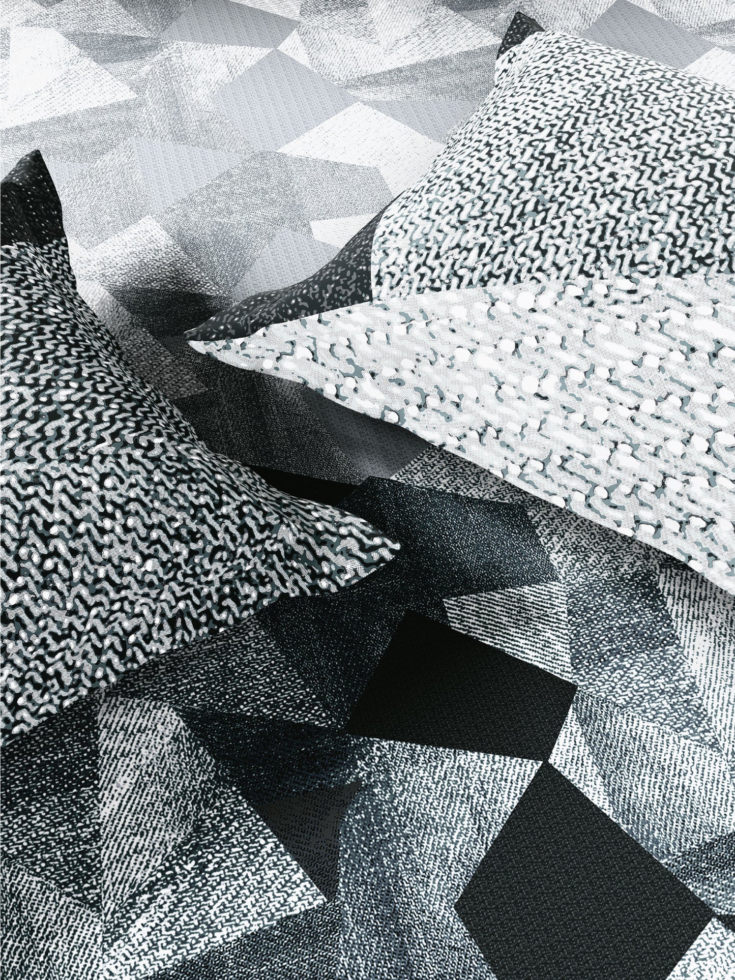 Zera Hygro Cotton 233 TC Percale Weave Geometric Design Double Bedsheet and Quilt Set with 2 Pillow Covers, Grey
