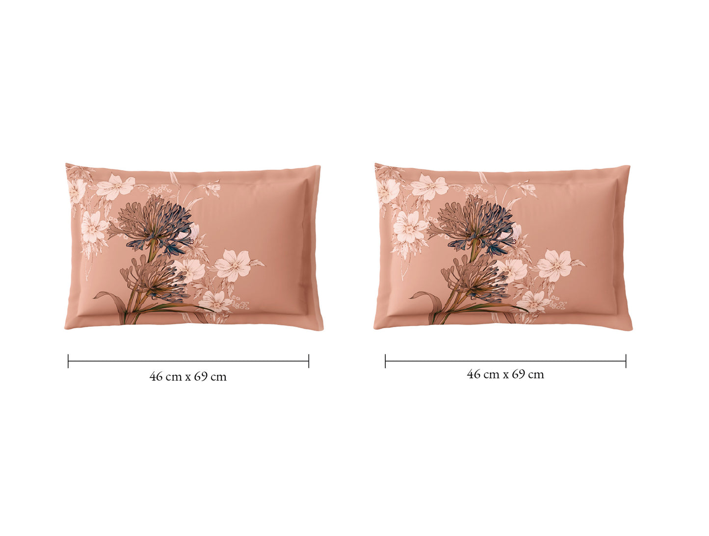 Spaces Natures Abode 100% Cotton 180 TC Percale Floral Permium Large Bedsheet with 4 Pillow Covers, Light Coral