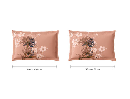 Spaces Natures Abode 100% Cotton 180 TC Percale Floral Permium Large Bedsheet with 4 Pillow Covers, Light Coral