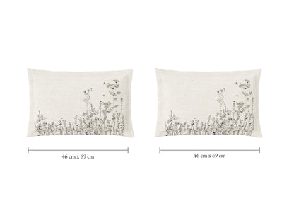 Spaces Natures Abode 100% Cotton 180 TC Percale Floral Permium Large Bedsheet with 4 Pillow Covers, Cream