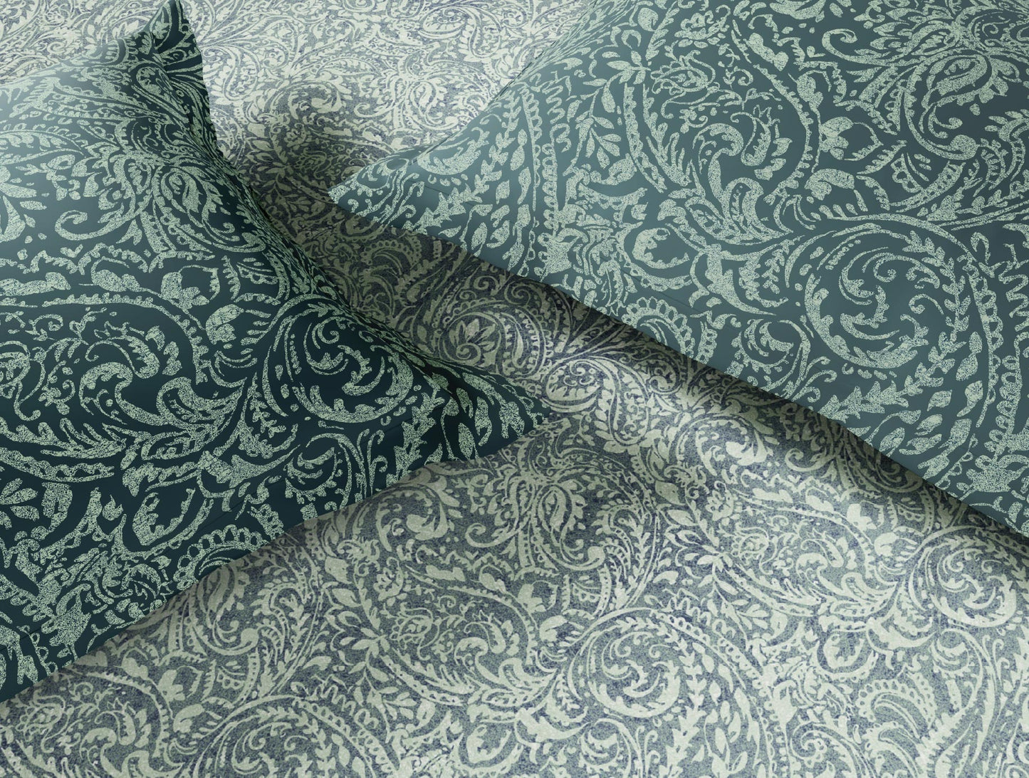Spaces Flora 100% Cotton 144 TC Percale Floral Large Bedsheet with 2 Pillow Covers, Ice