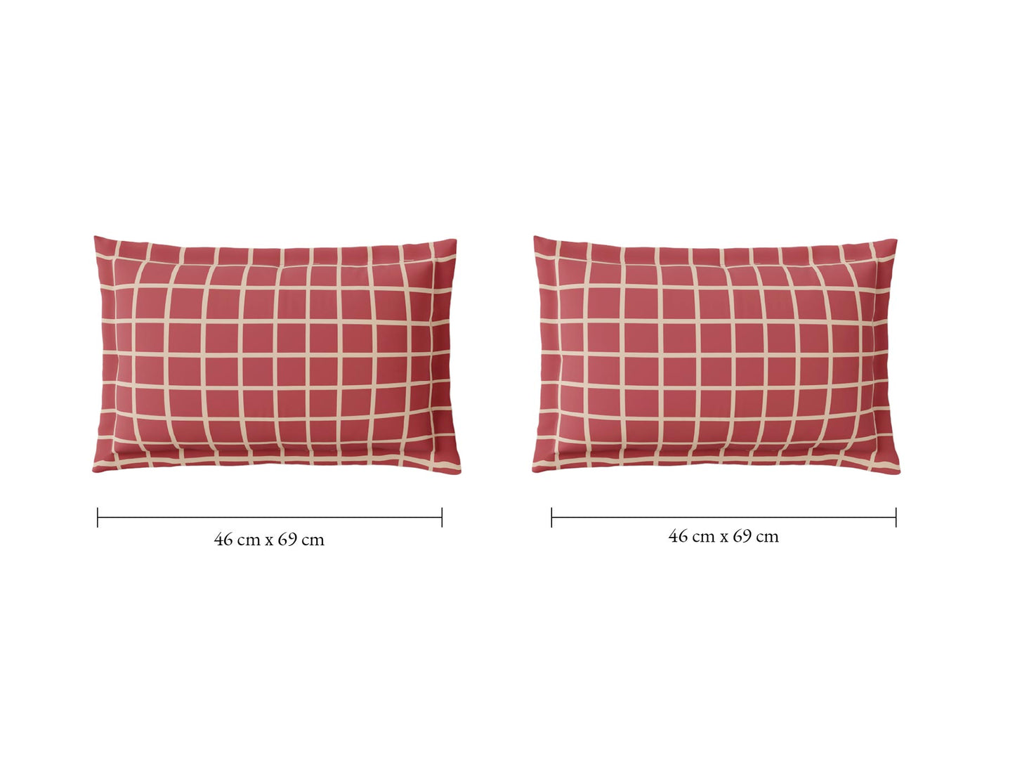 Spaces Flora 100% Cotton 144 TC Percale Geometric Large Bedsheet with 2 Pillow Covers, Dark Pink