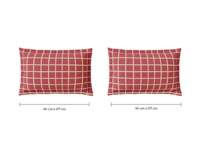 Spaces Flora 100% Cotton 144 TC Percale Geometric Large Bedsheet with 2 Pillow Covers, Dark Pink