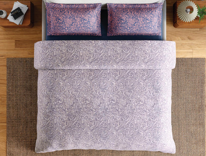 Spaces Flora 100% Cotton 144 TC Percale Floral Large Bedsheet with 2 Pillow Covers, Light Violet