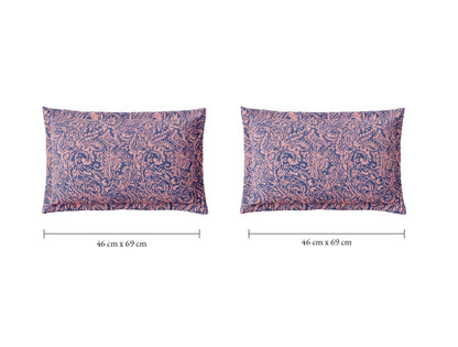 Spaces Flora 100% Cotton 144 TC Percale Floral Large Bedsheet with 2 Pillow Covers, Light Violet