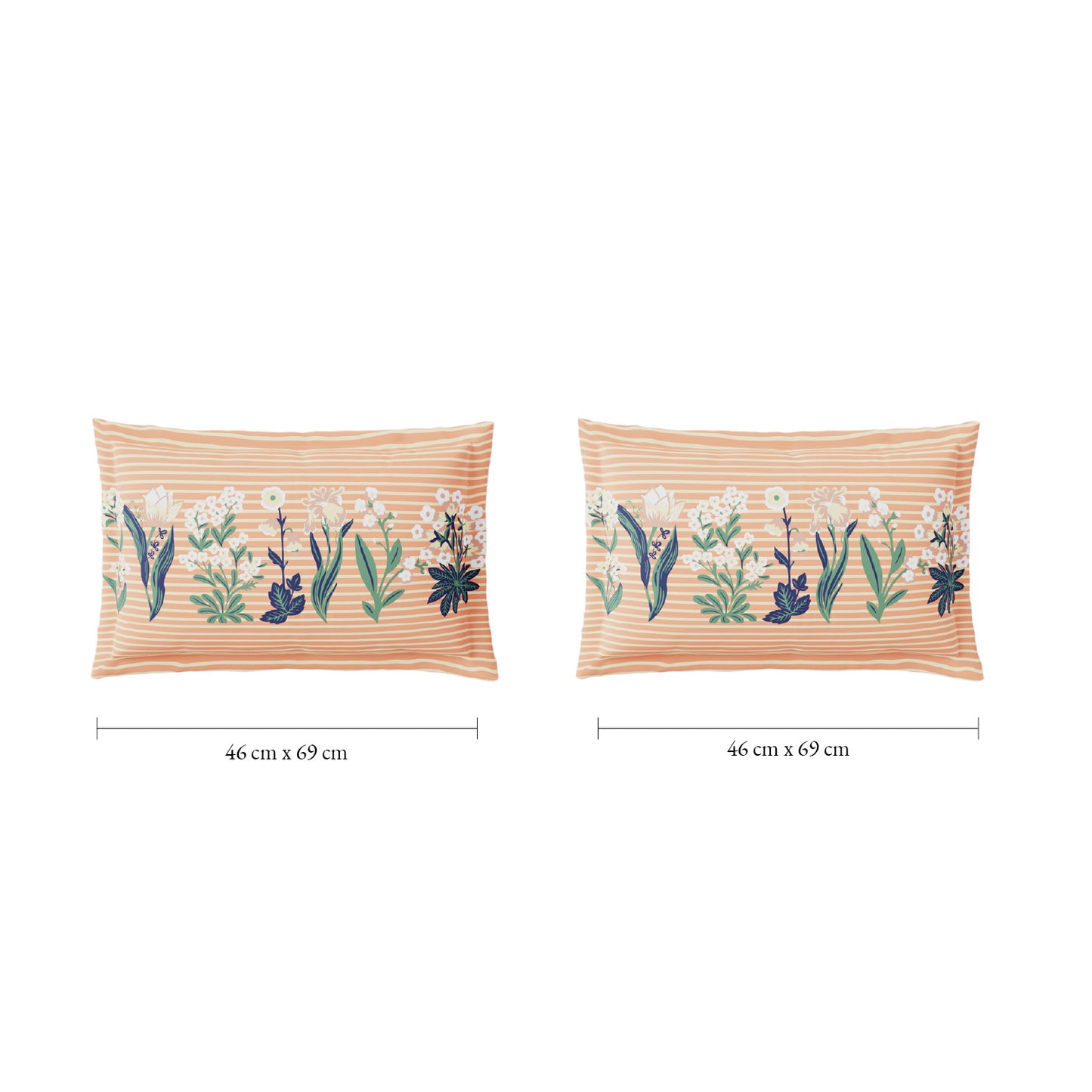 Spaces Flora 100% Cotton 144 TC Percale Floral Large Bedsheet with 2 Pillow Covers, Beige