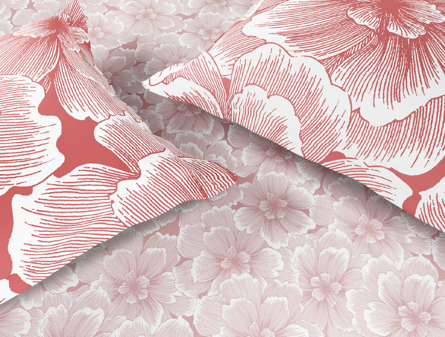 Spaces Flora 100% Cotton 144 TC Percale Floral Large Bedsheet with 2 Pillow Covers, Blush